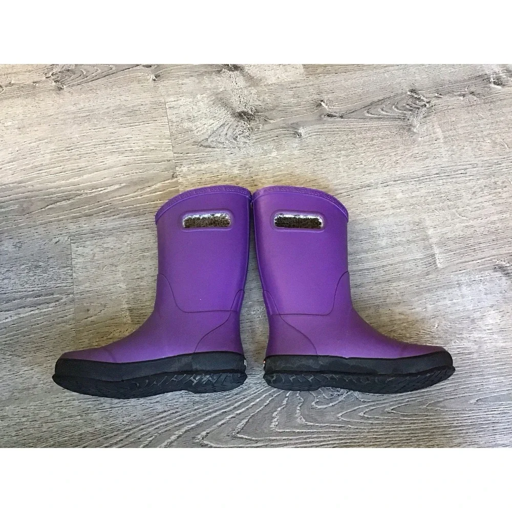 Kids Childrens Bogs Rainboot Plush Purple Waterproof Boots Size 3 Y 72804-542